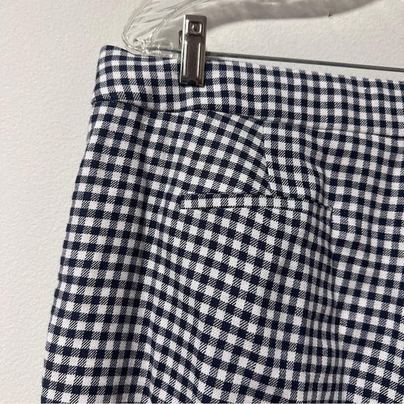 J. Crew Hayden Kickout Crop Gingham Linen Pants Navy Blue White Women’s Size 12 - Picture 8 of 16